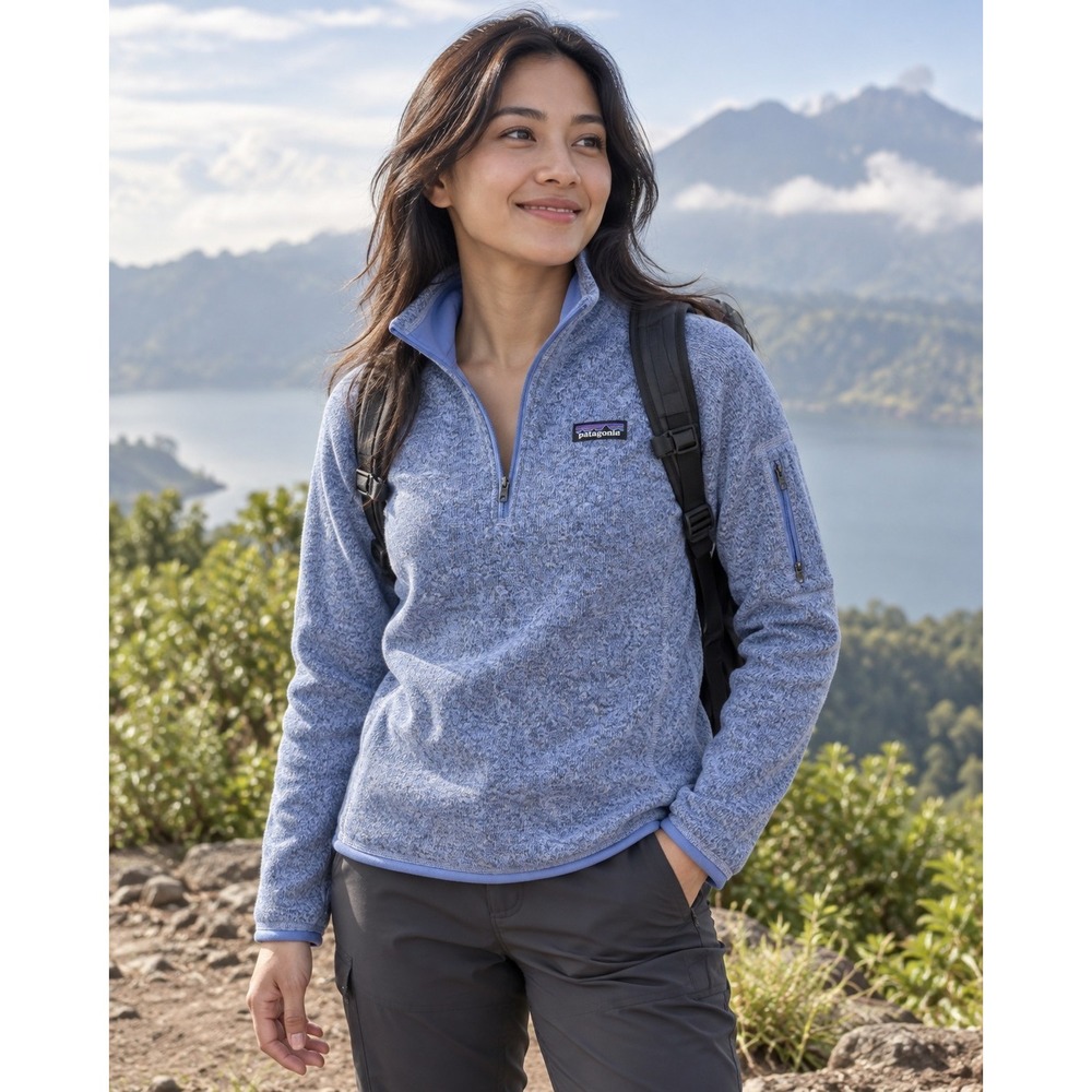 Patagonia Better Sweater 1/4 Zip Fleece Pullover Blue Marl STY25617 Womens M